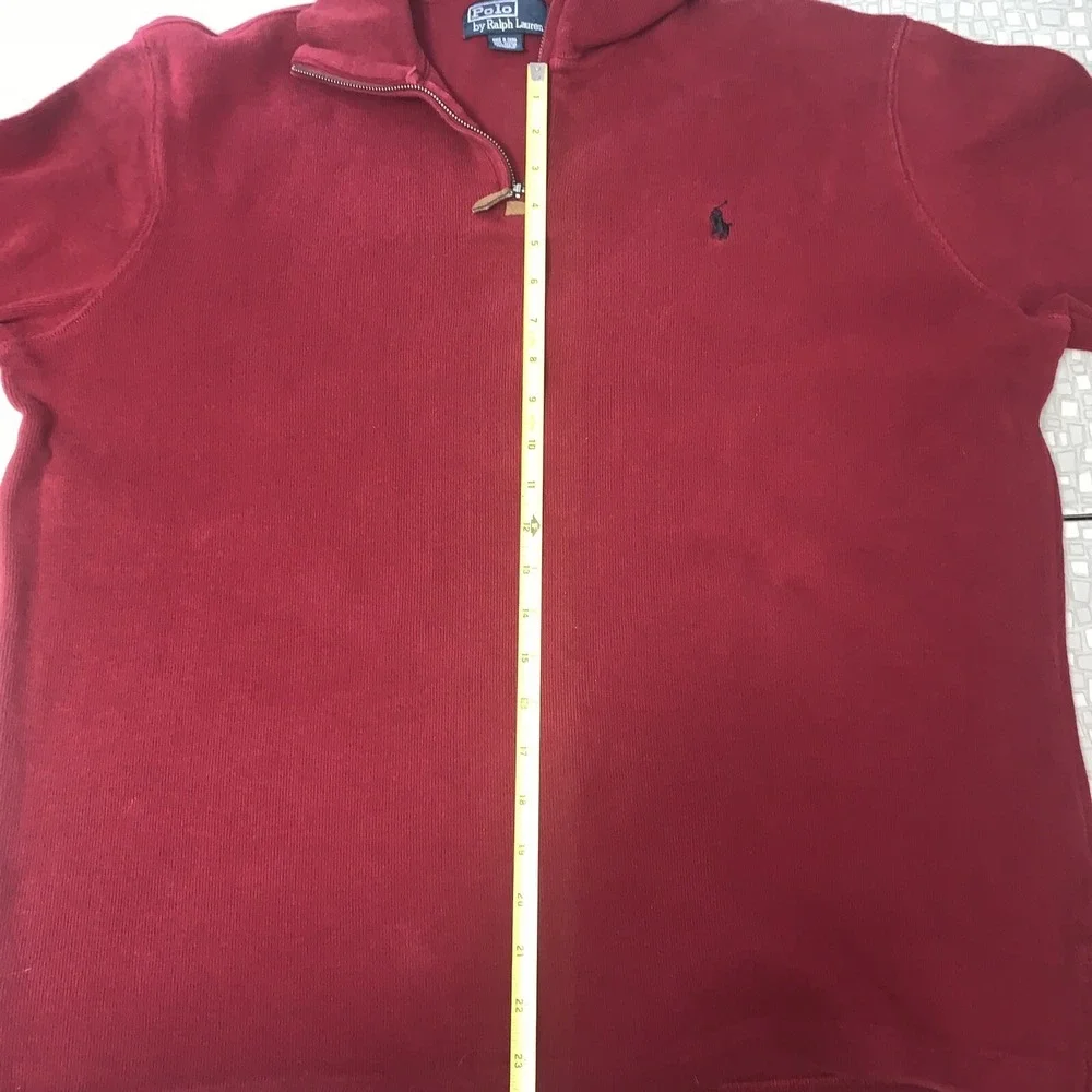 Vintage Polo Ralph Lauren 1/4 Zip‎ Sweater Sweatshirt Mens Size Large Red Heavy